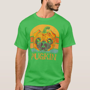 Camiseta Pugkin Pug Face Pumpkin Dia das Bruxas Dia de Ação