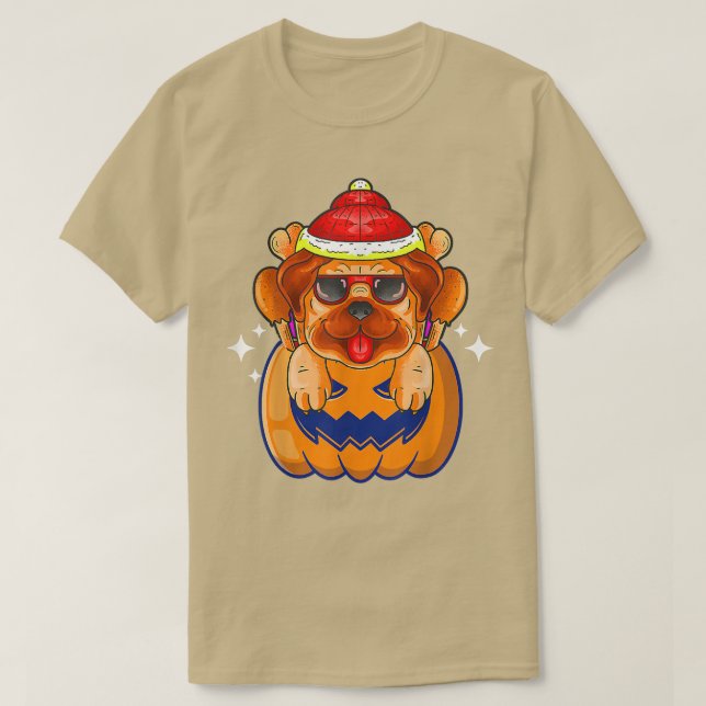 Camiseta Pugkin Pug Pumpkin Dia das Bruxas Dia de Ação de G (Frente do Design)