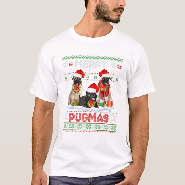 Camiseta Pugmas Christmas Ugly Pug (Frente)
