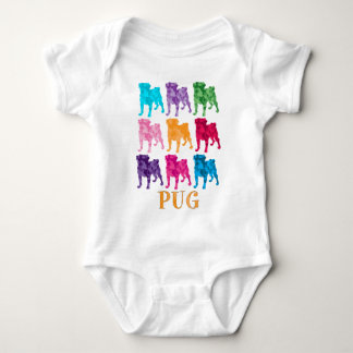 Camiseta Pugs coloridos brilhantes da camuflagem
