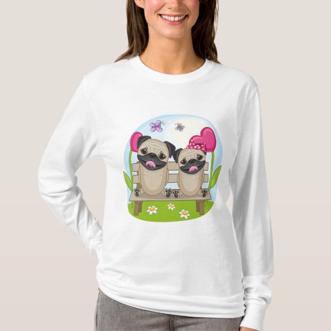 Camiseta Pugs de namorados (Frente)