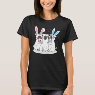 Camiseta Pugs do Dia de Páscoa Orelhas de Coelho Pugdog