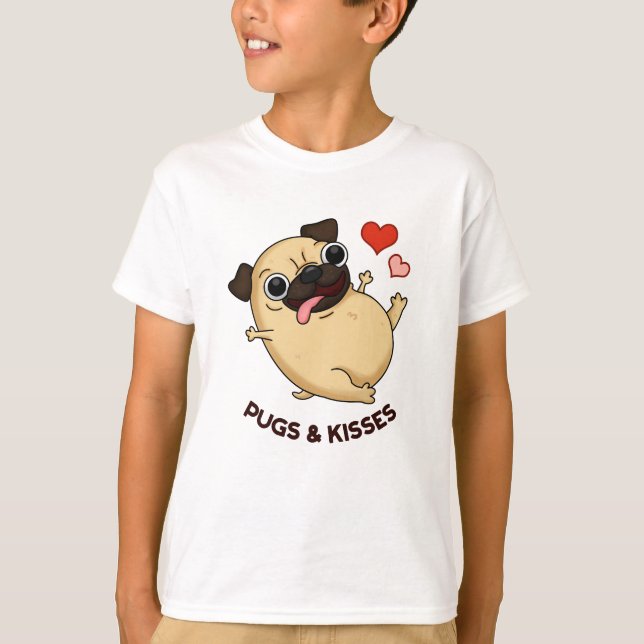 Camiseta Pugs E Beija Cachorro Engraçado (Frente)