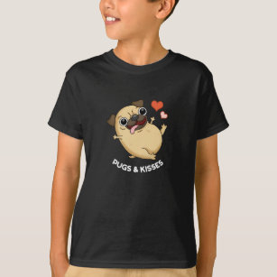 Camiseta Pugs E Beijos Engraçados Pug Doggy Pun Dark BG
