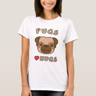Camiseta Pugs fofos adoram abraços, para amantes de cachorr