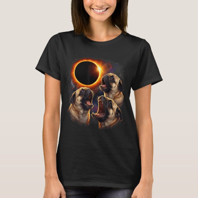 Camiseta Pugs Howling Total Solar Eclipse (Frente)