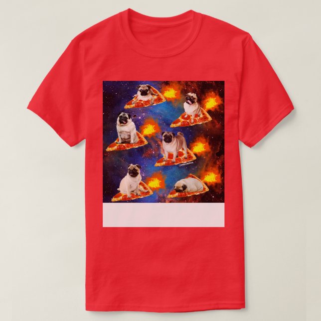 Camiseta Pugs na Pizza Espacial (Frente do Design)
