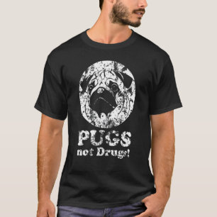 Camiseta Pugs Não Drogas Para Homens Mulheres Jovens