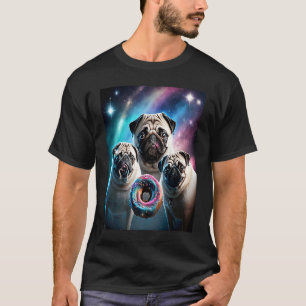 Camiseta Pugs No Espaço Com Donuts Lindos Meninos Meninas H