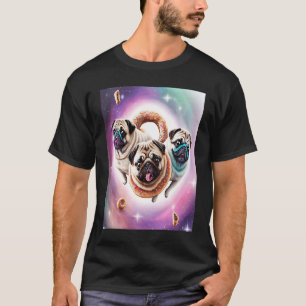 Camiseta Pugs No Espaço Com Donuts Lindos Rapazes Raparigas