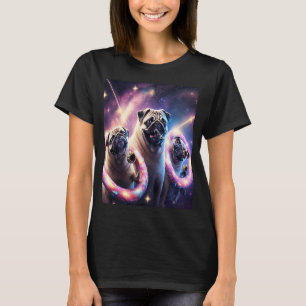 Camiseta Pugs No Espaço Com Rosquinhas Cute Pug Boys Rapari