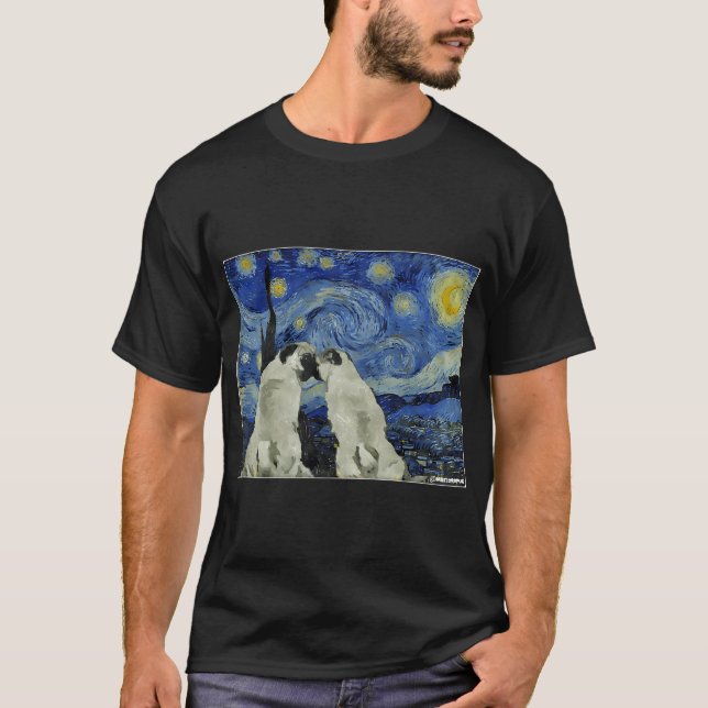 Camiseta Pugs Noite Estrelada (Frente)