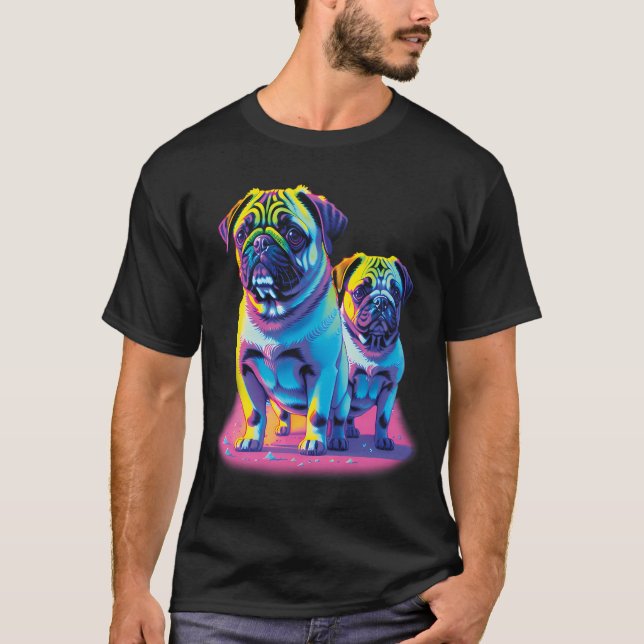 Camiseta Pugs Pop em Rosa (Frente)
