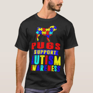 Camiseta Pugs Suporta Consciência sobre o Autismo