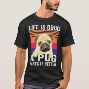 Camiseta Pugs Torna Sua Vida Boa Vintagem