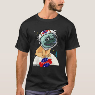 Camiseta PUGSA Adorável PUG Astronauta No Espaço Helmut UM