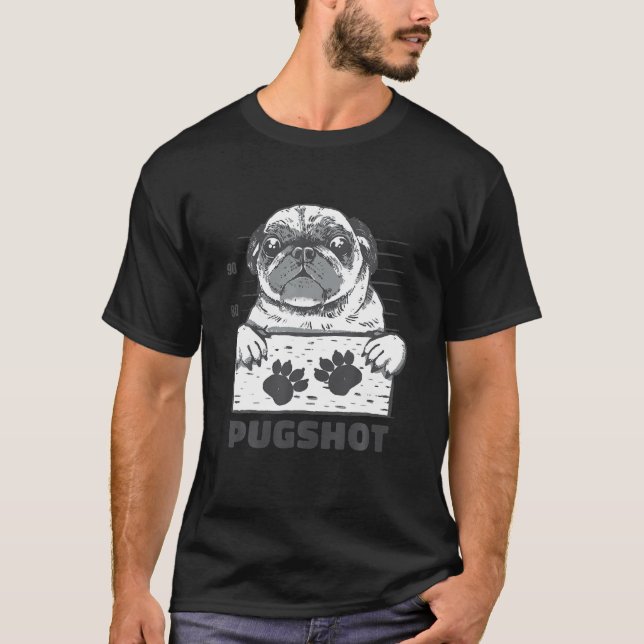 Camiseta Pugshot - Pug Jail Mugshot (Frente)