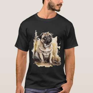 Camiseta Pugtástico: Retrato artístico pintado à mão de um 