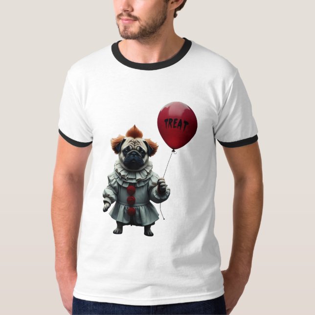 Camiseta Pugwise the Clown – Funny Halloween Pug (Frente)