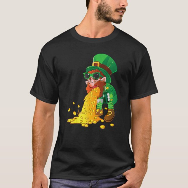 Camiseta Puking Leprechaun Shirt Funny St Patrick's Day Dri (Frente)