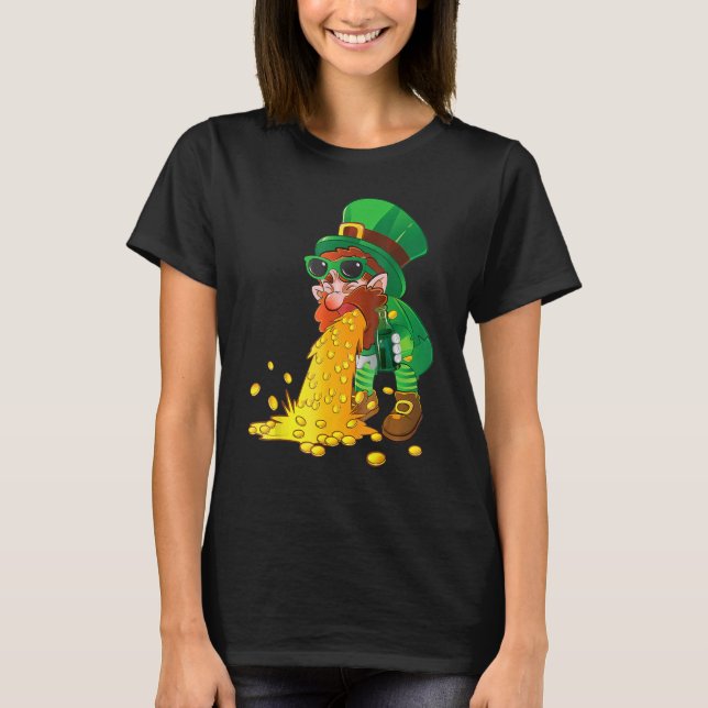 Camiseta Puking Leprechaun Shirt Funny St Patrick's Day Dri (Frente)