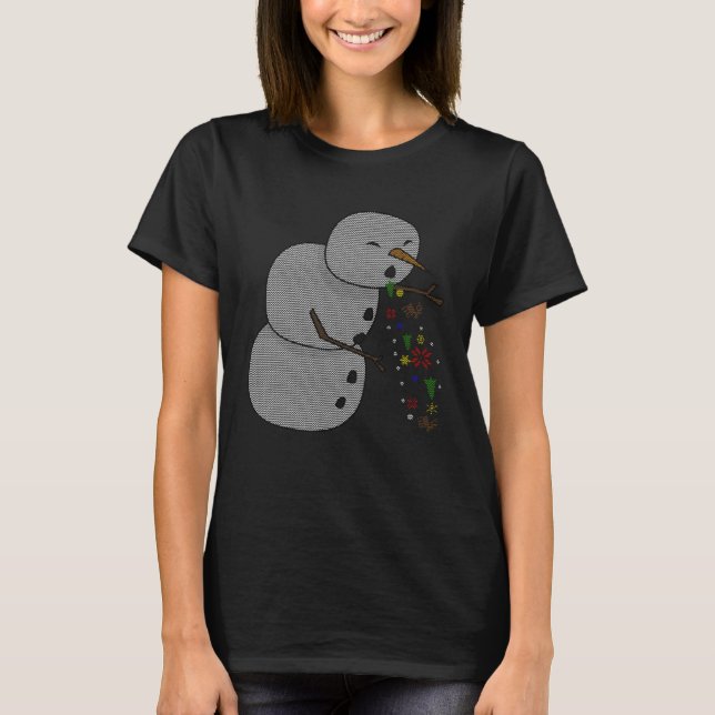 Camiseta Puking Snowman - Bebendo de Natal (Frente)