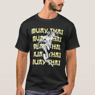 Camiseta Pulando Crânio Muay Tailandês Combatendo Texto Rep