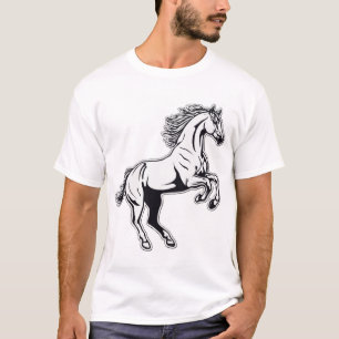 Camiseta Pulando o adesivo branco do Stallion - Libere a en