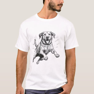 Camiseta Pulando preto e branco Retriever