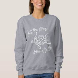 Camiseta Pule a palha Salve uma tartaruga branca na Cinza