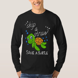 Camiseta Pule Um Canudo Salve Uma Tartaruga Livre de Plásti