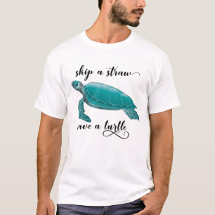 Camiseta Pule uma palha Salve uma tartaruga Mar livre de pl