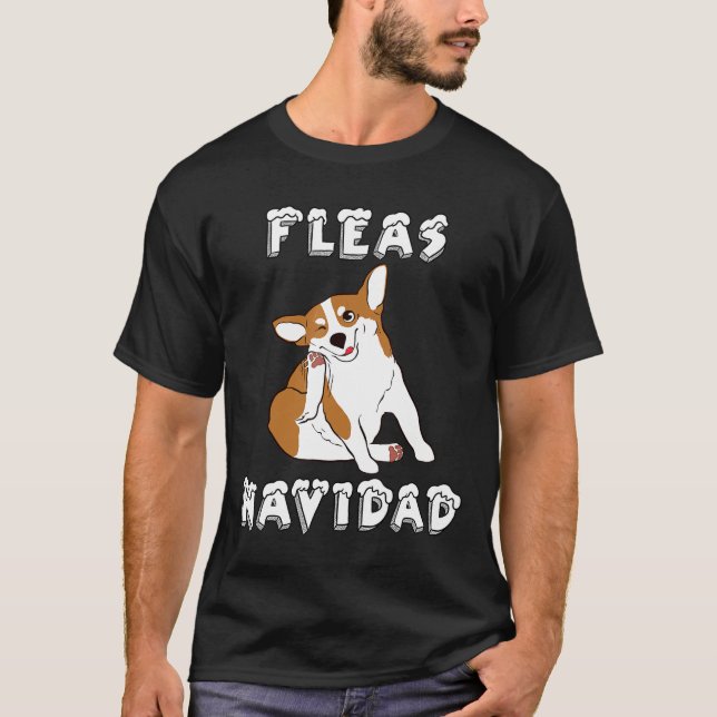 Camiseta Pulegas de Corgi Navidad Cachorro Natal (Frente)