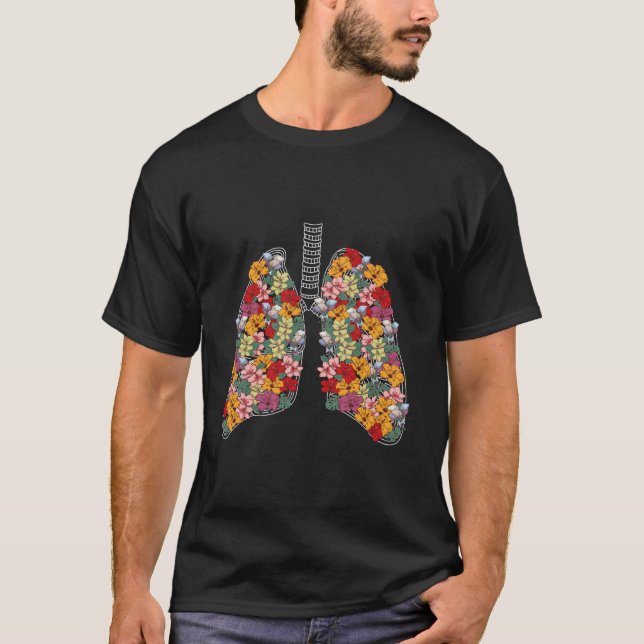 Camiseta Pulmões Anatômicos Flores Ciência Médica Anatomia  (Frente)
