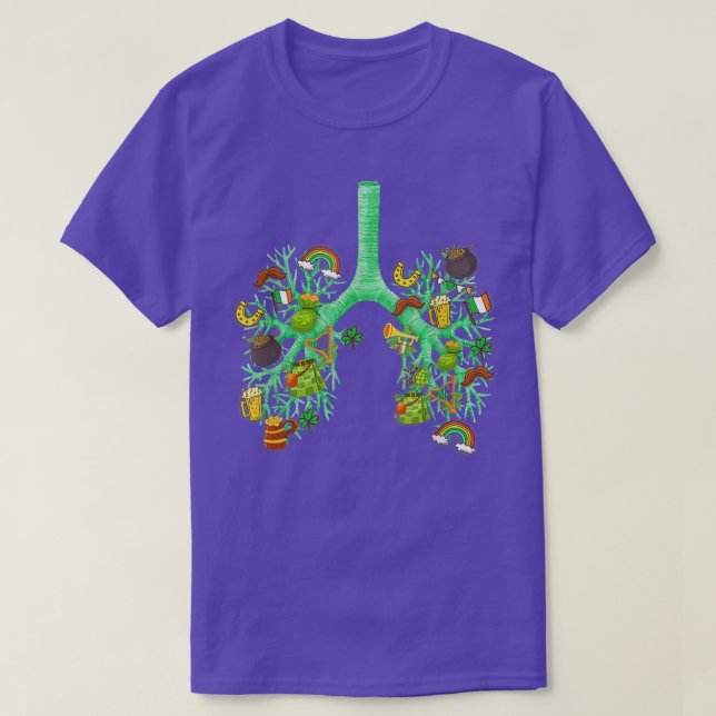 Camiseta Pulmões Dia de São Patrício Terapêutico Respiratór (Frente do Design)