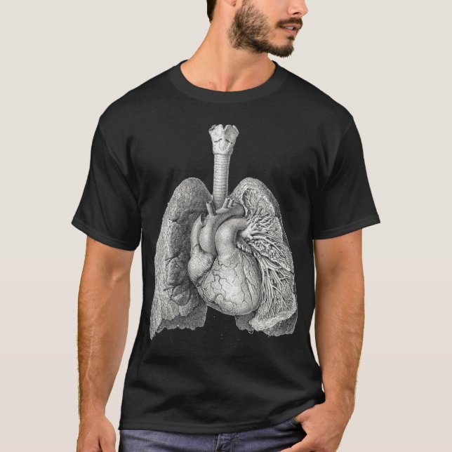 Camiseta Pulmões do coração humano Anatomia médica venosa A (Frente)