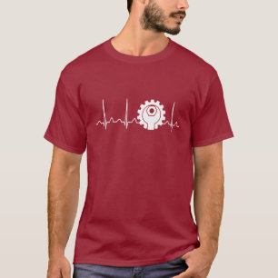 Camiseta Pulsação do coração do engenheiro mecânico