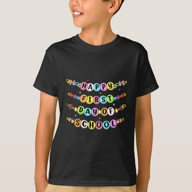 Camiseta Pulseira de Amizade de Volta às Aulas Primeiro Dia (Frente)