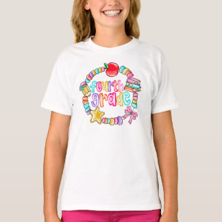Camiseta Pulseira de Doces Colorida para a Quarta Série