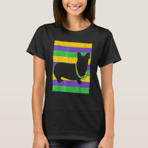 Camiseta Pulseiras de Corgi engraçadas de Mardi Gras e chap