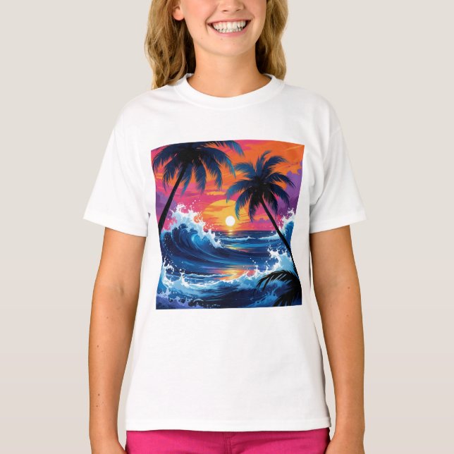 Camiseta Pulso tropical - Víblias de Surf sunset (Frente)
