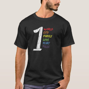 Camiseta Pulso único - World City Family Love Heart LGBT
