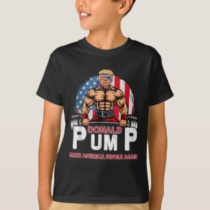 Camiseta Pump America Swole Novamente Engraçado Trump 2024