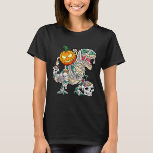 Camiseta Pumpkin Andando Mummy Dinossaur T Rex Halloween Di