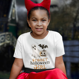 Camiseta Pumpkin Bat Ghost Spooky Halloween Girl
