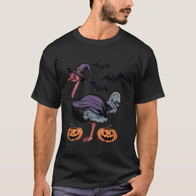 Camiseta Pumpkin Bat Witume Ostrich Bird Halloween T (Frente)
