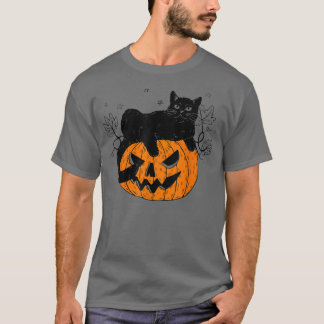 Camiseta Pumpkin Black Cat Halloween Costume Scary Wity Fa