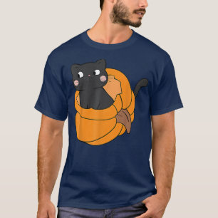 Camiseta Pumpkin Black Cat Queda Outono Cats de Ação de Gra