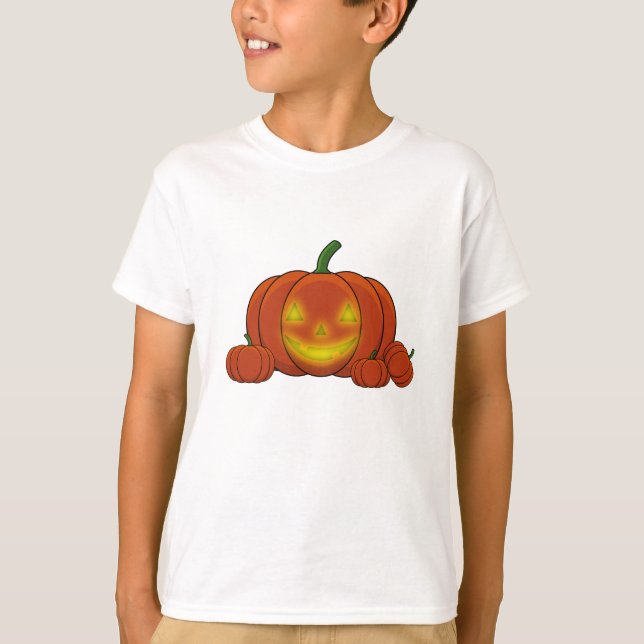 Camiseta Pumpkin brilhante Jack-o'-Lanterna (Frente)