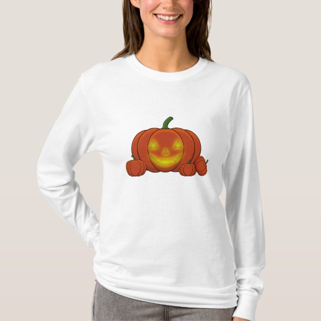 Camiseta Pumpkin brilhante Jack-o'-Lanterna (Frente)
